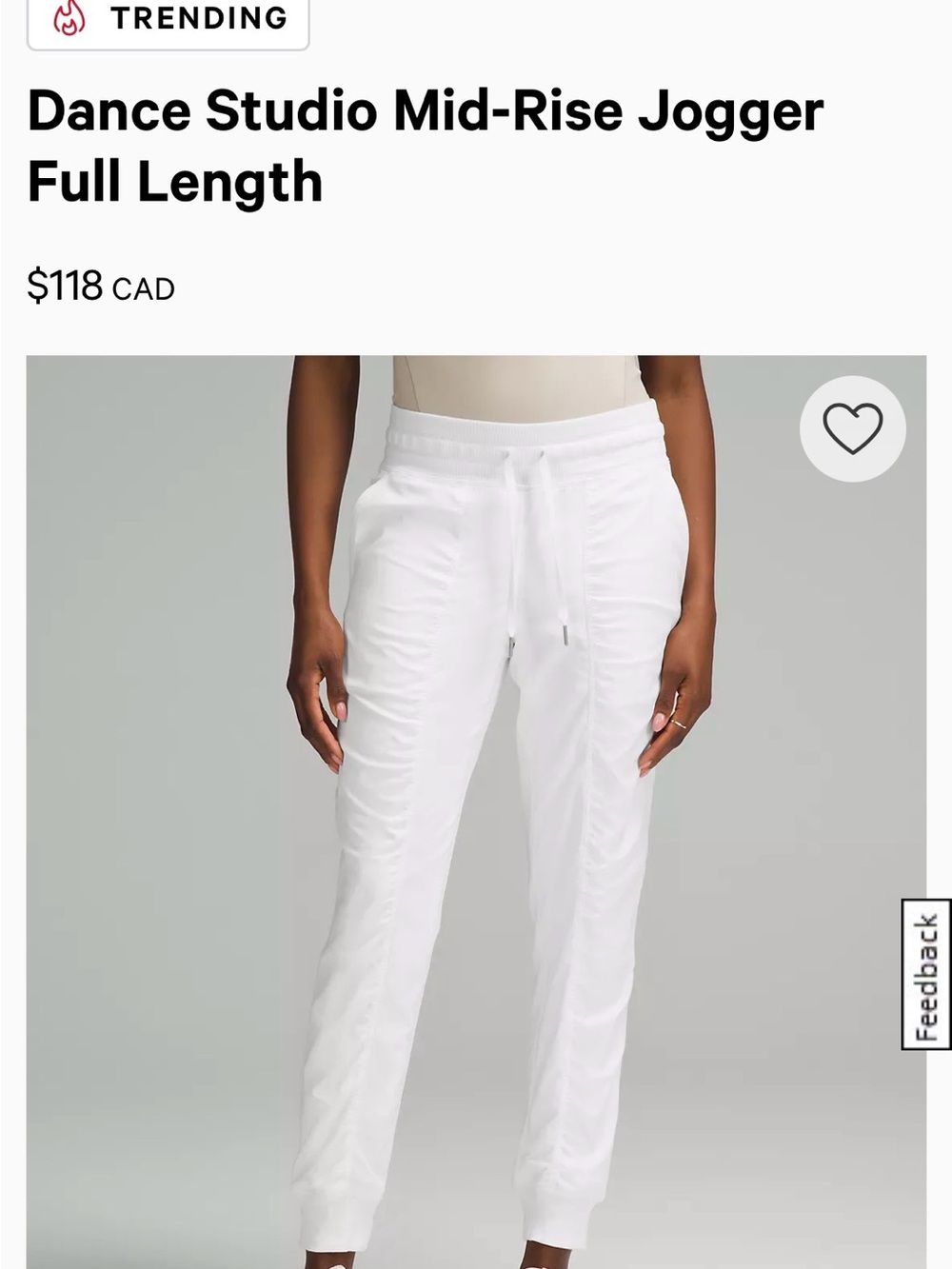 lululemon athletica White Dance Studio Drawstring Jogger Pants (never worn)